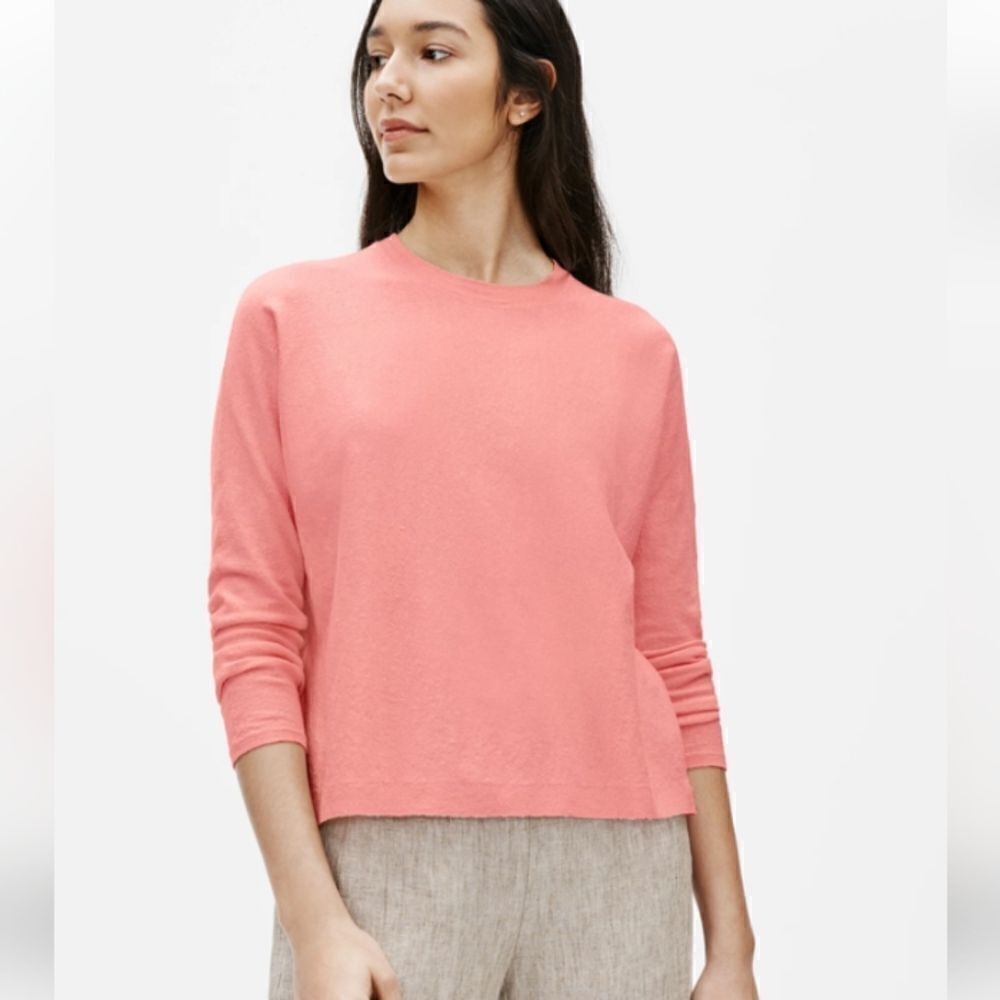 Eileen Fisher Salmon color Organic Linen blend longsleeve top size 3X